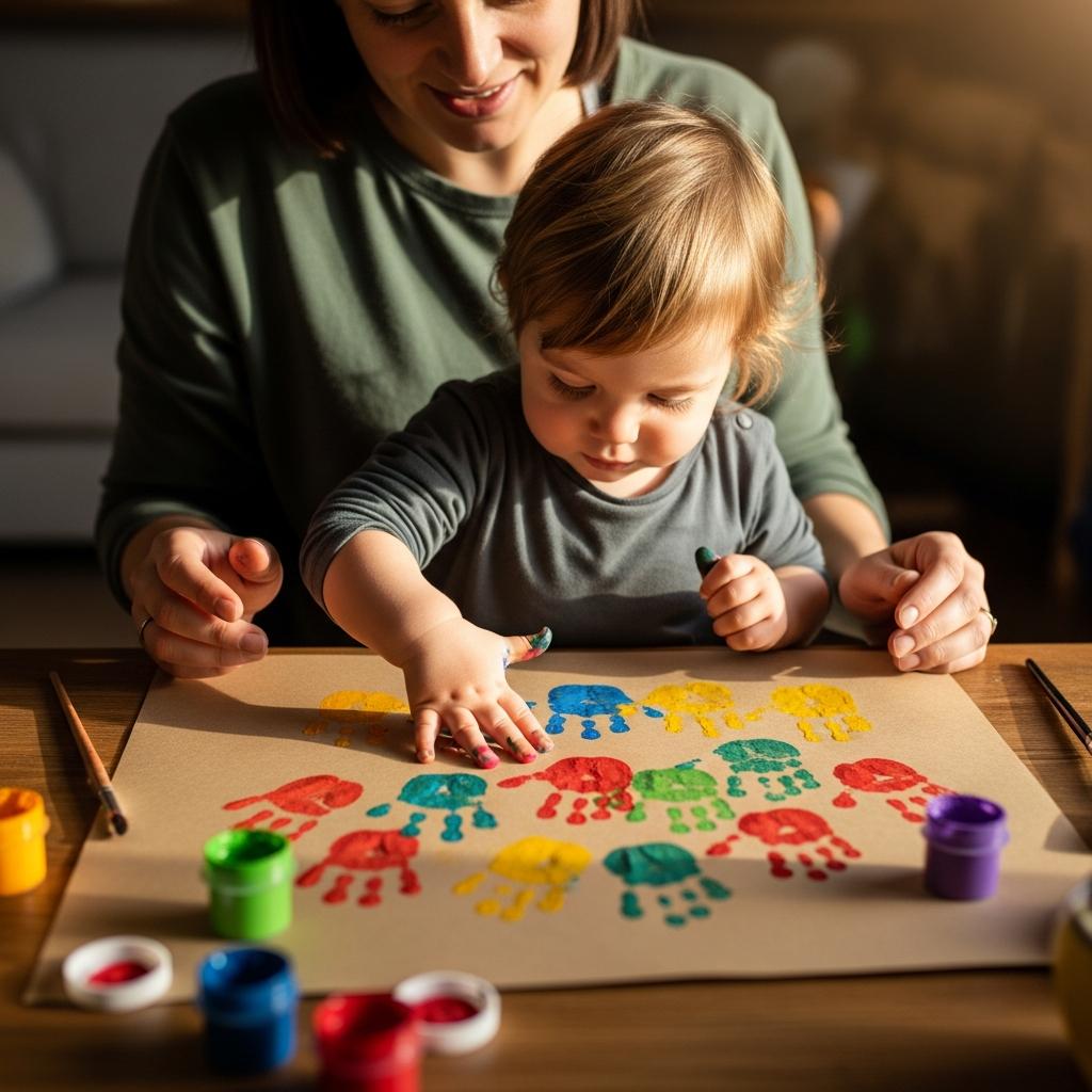 Basteln mit Kleinkindern Fingerfarben kreative Ideen
