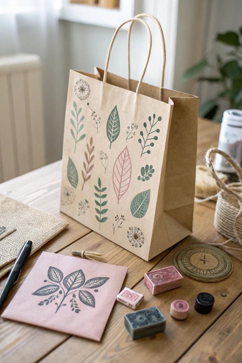 Verzierter Papier Geschenkbeutel mit Stempeln