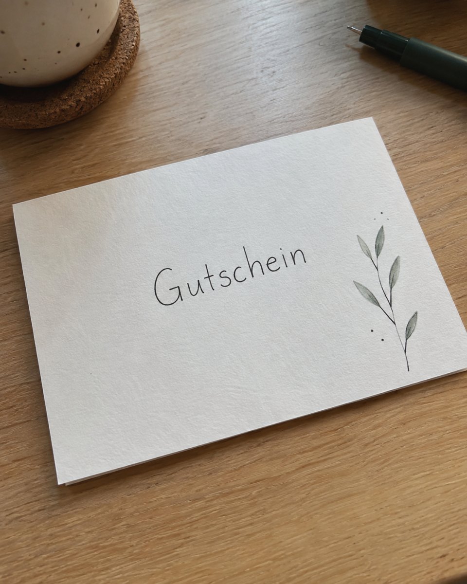 Minimalistische Gutschein-Karte mit Zweig