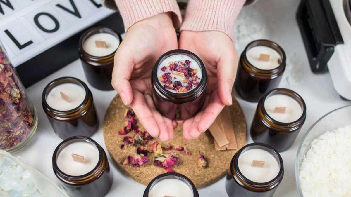 Handgemachte Duftkerze im Glas