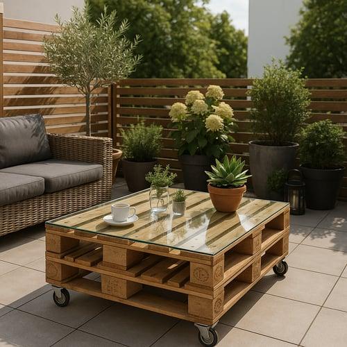 Moderner Palettentisch Terrasse Wohnzimmer