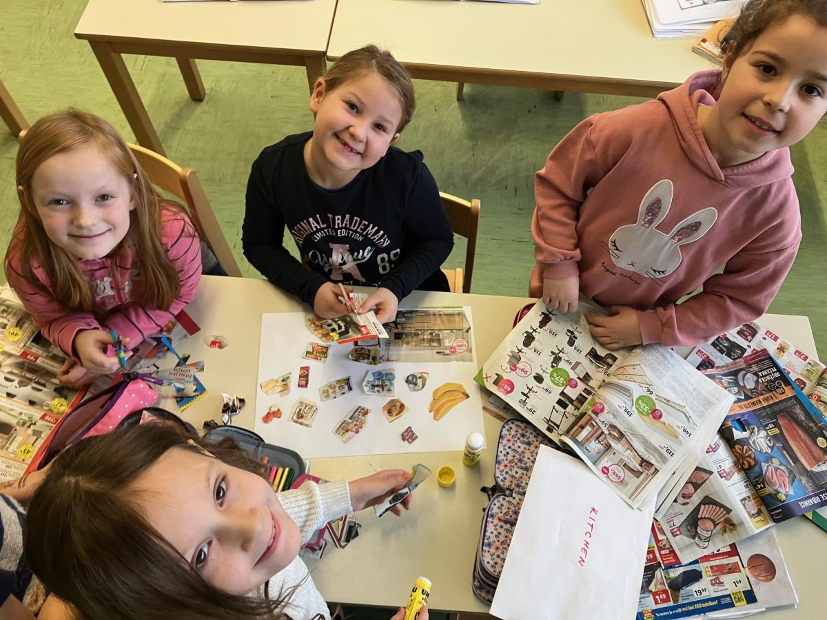 Kinder gestalten Collagen Papier