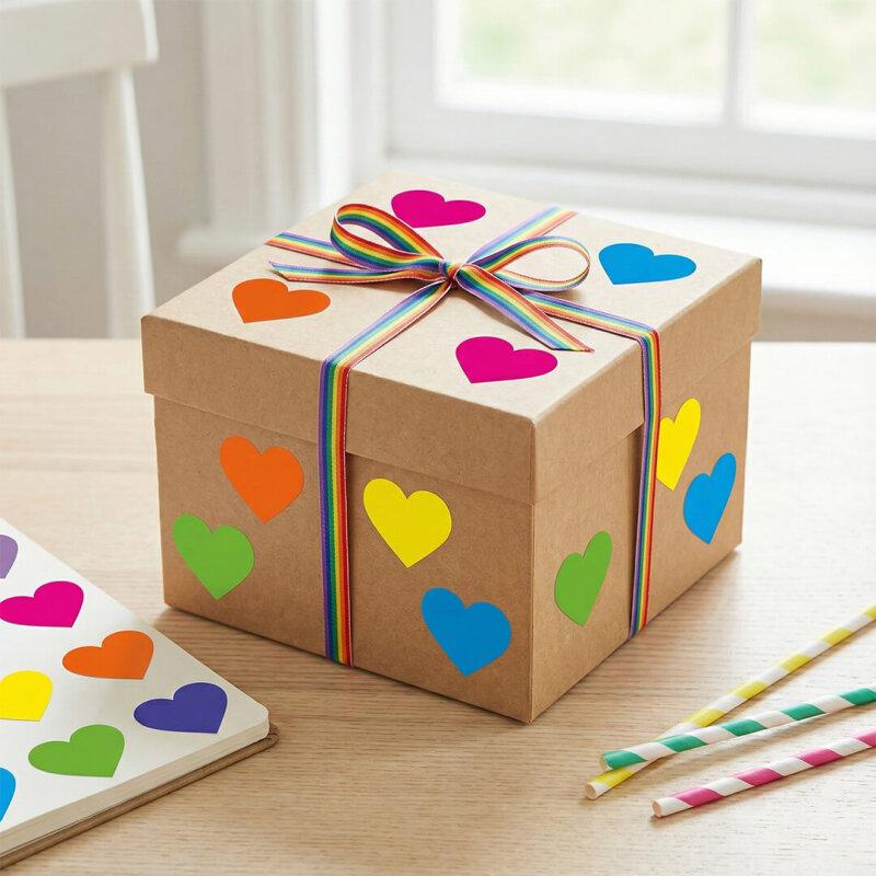 Dekorierte Geschenkbox Schleifen Sticker