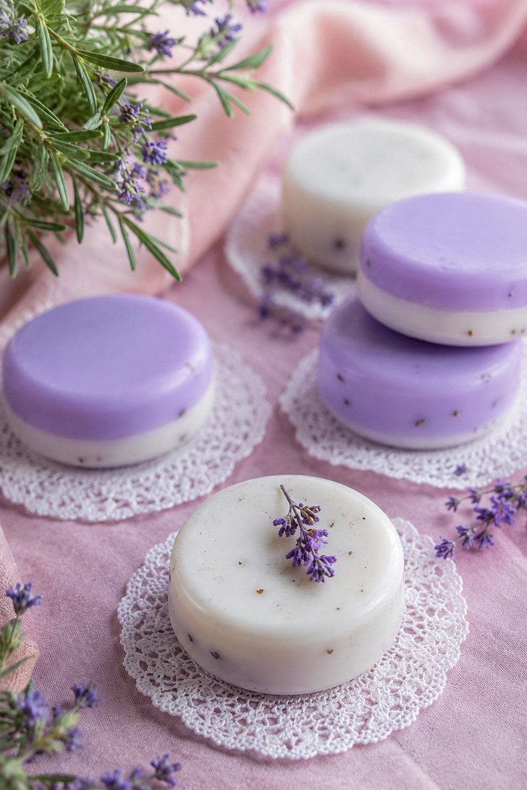 Zweifarbige Lavendelseife mit echten Blüten als duftendes Muttertagsgeschenk zum Selbermachen