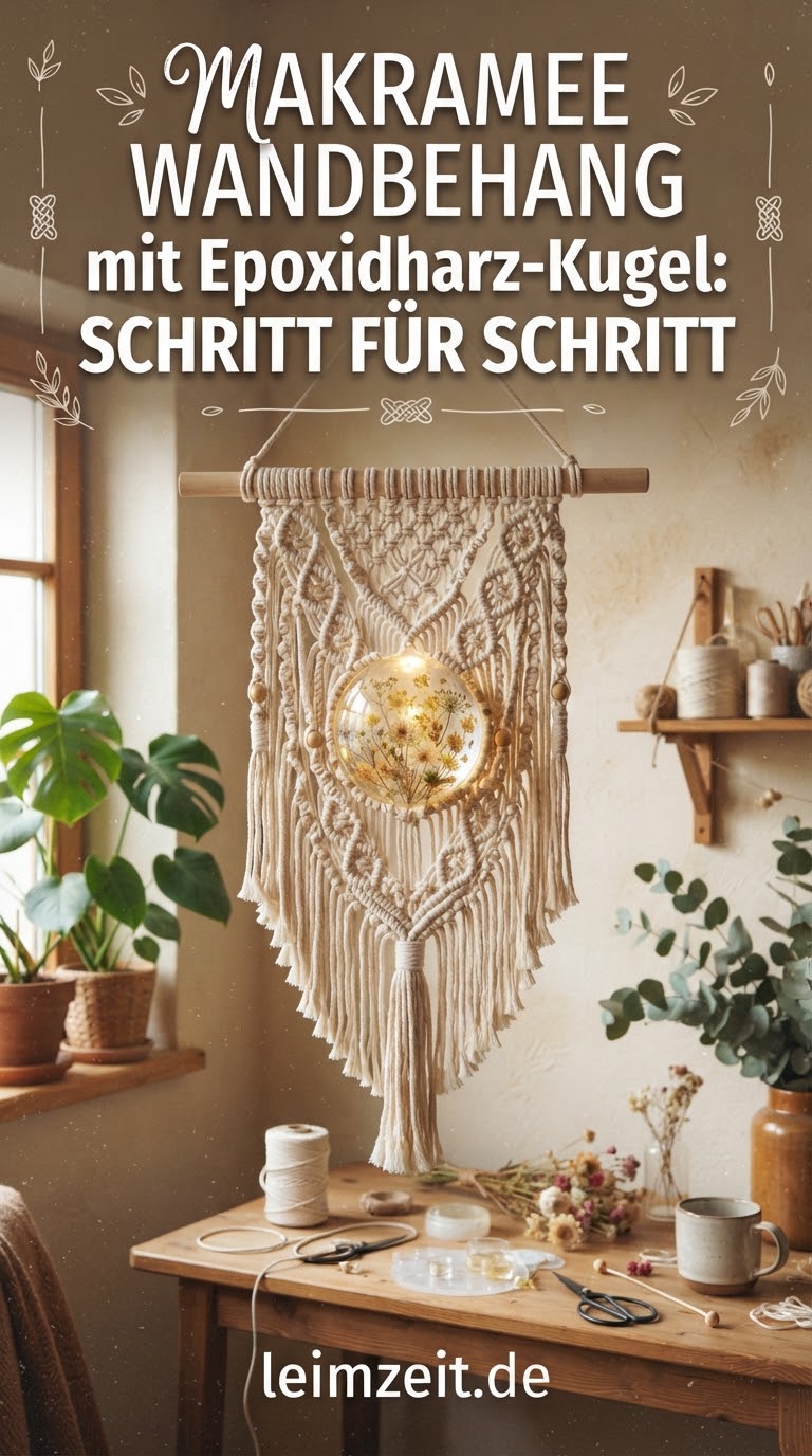 Makramee Wandbehang mit Epoxidharz-Kugel: Schritt für Schritt