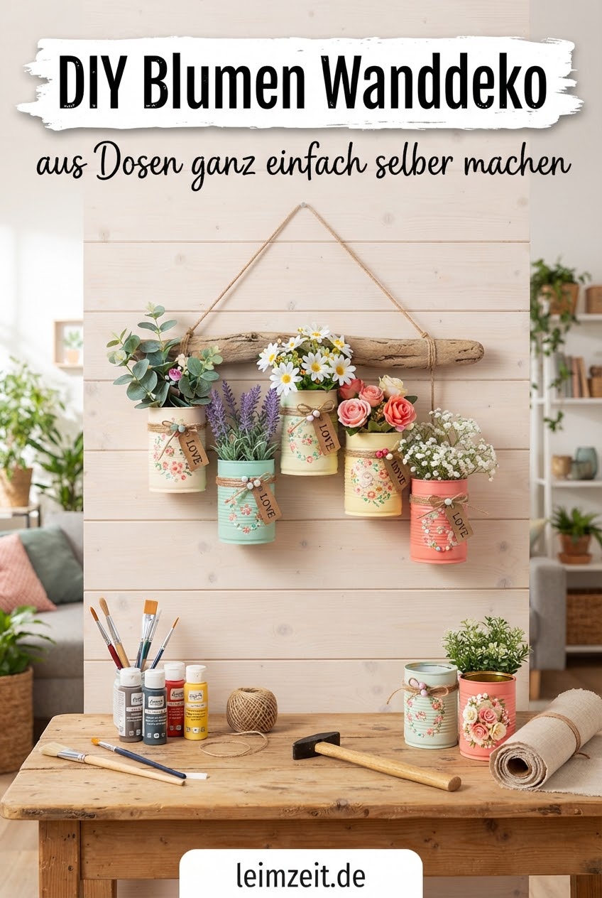 DIY Blumen Wanddeko aus Dosen ganz einfach selber machen