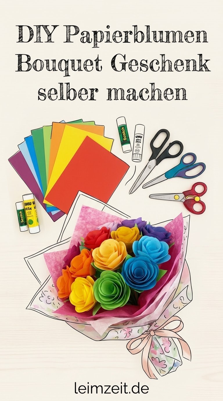 DIY Papierblumen Bouquet Geschenk selber machen