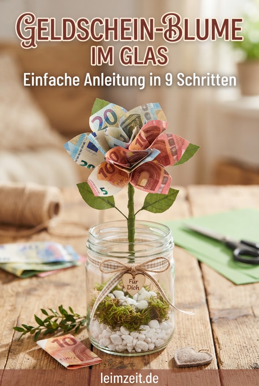 Geldschein-Blume im Glas: Einfache Anleitung in 9 Schritten