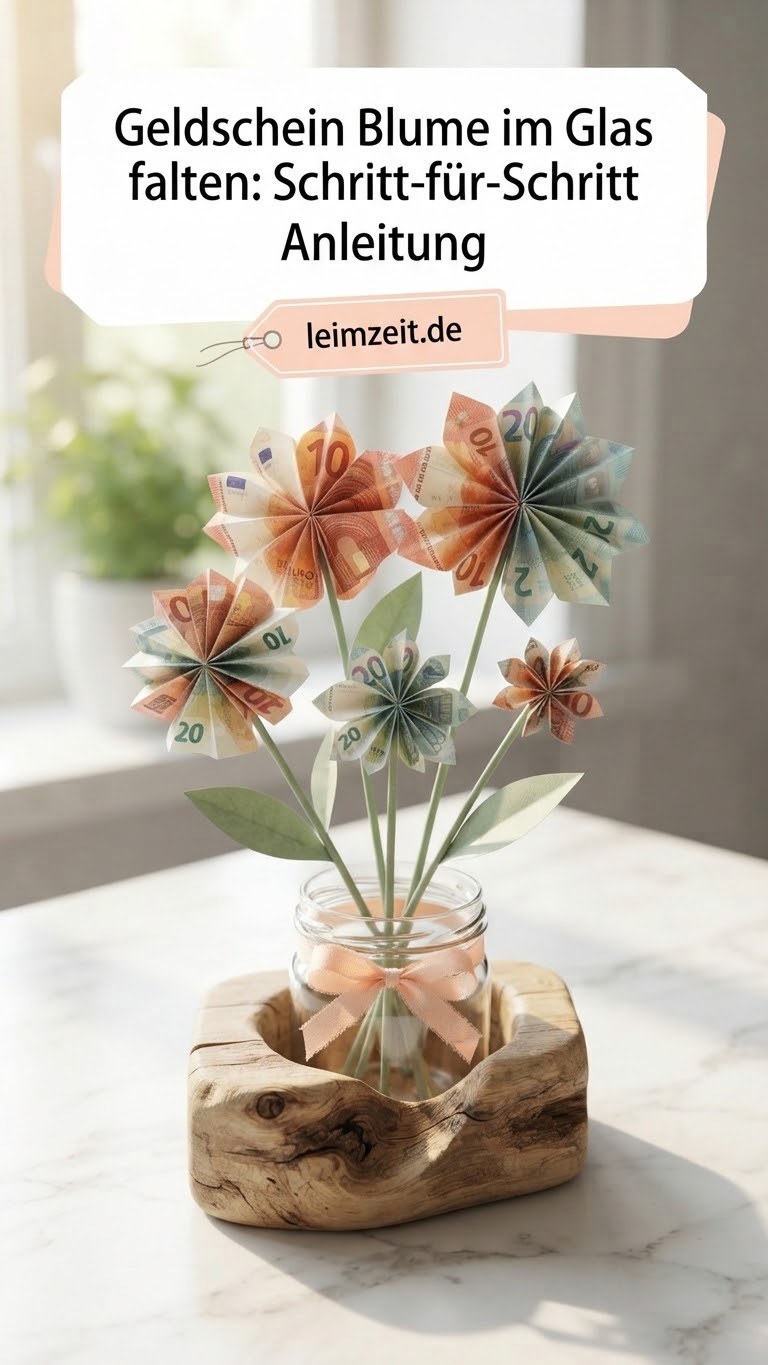 Geldschein Blume im Glas falten: Schritt-für-Schritt Anleitung