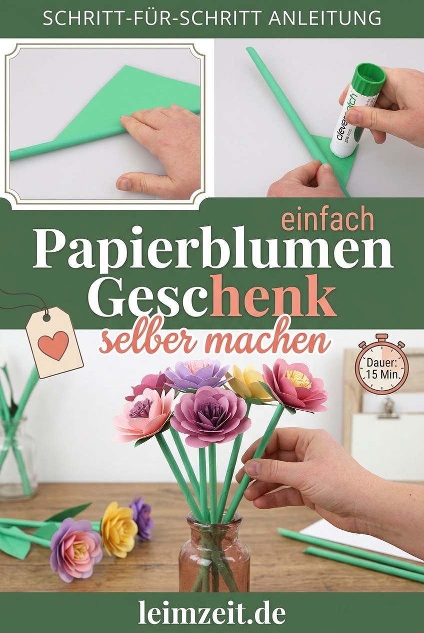 Papierblumen Geschenk einfach selber machen