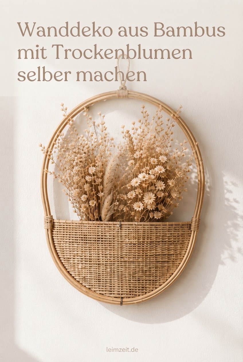 Wanddeko aus Bambus mit Trockenblumen selber machen