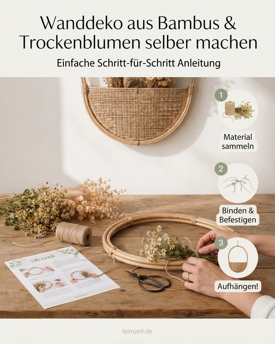 Wanddeko aus Bambus & Trockenblumen selber machen