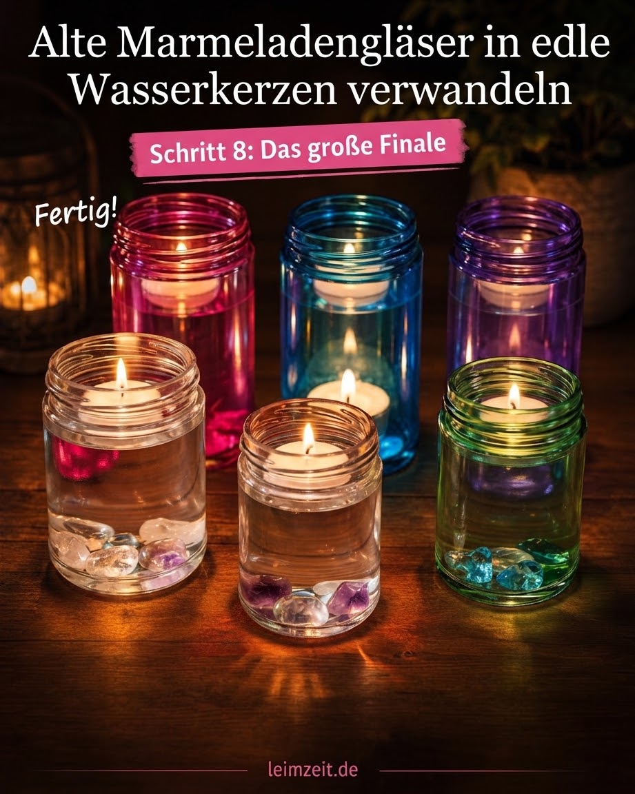 Alte Marmeladengläser in edle Wasserkerzen verwandeln
