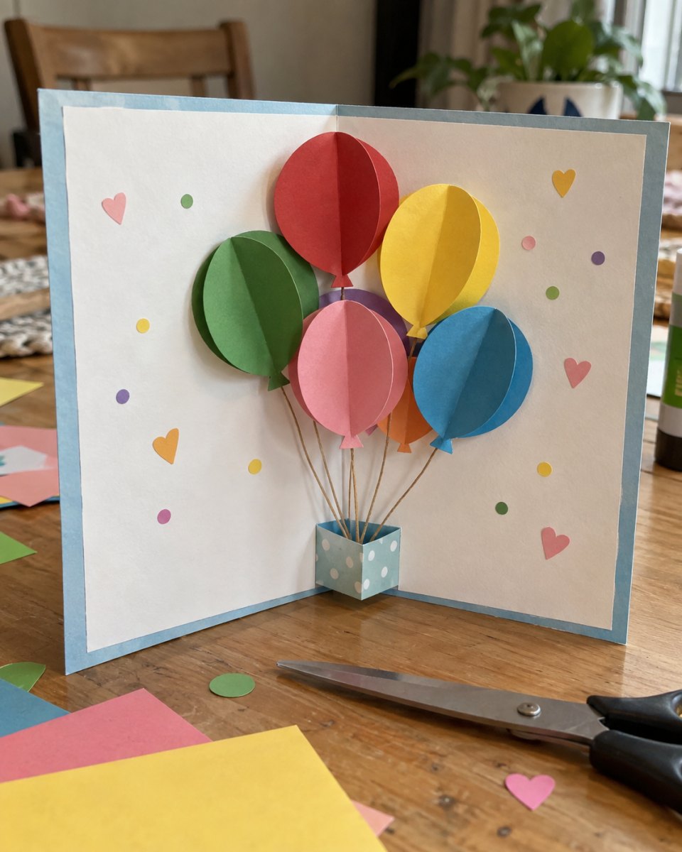 Bunte Ballon Pop-Up-Karte