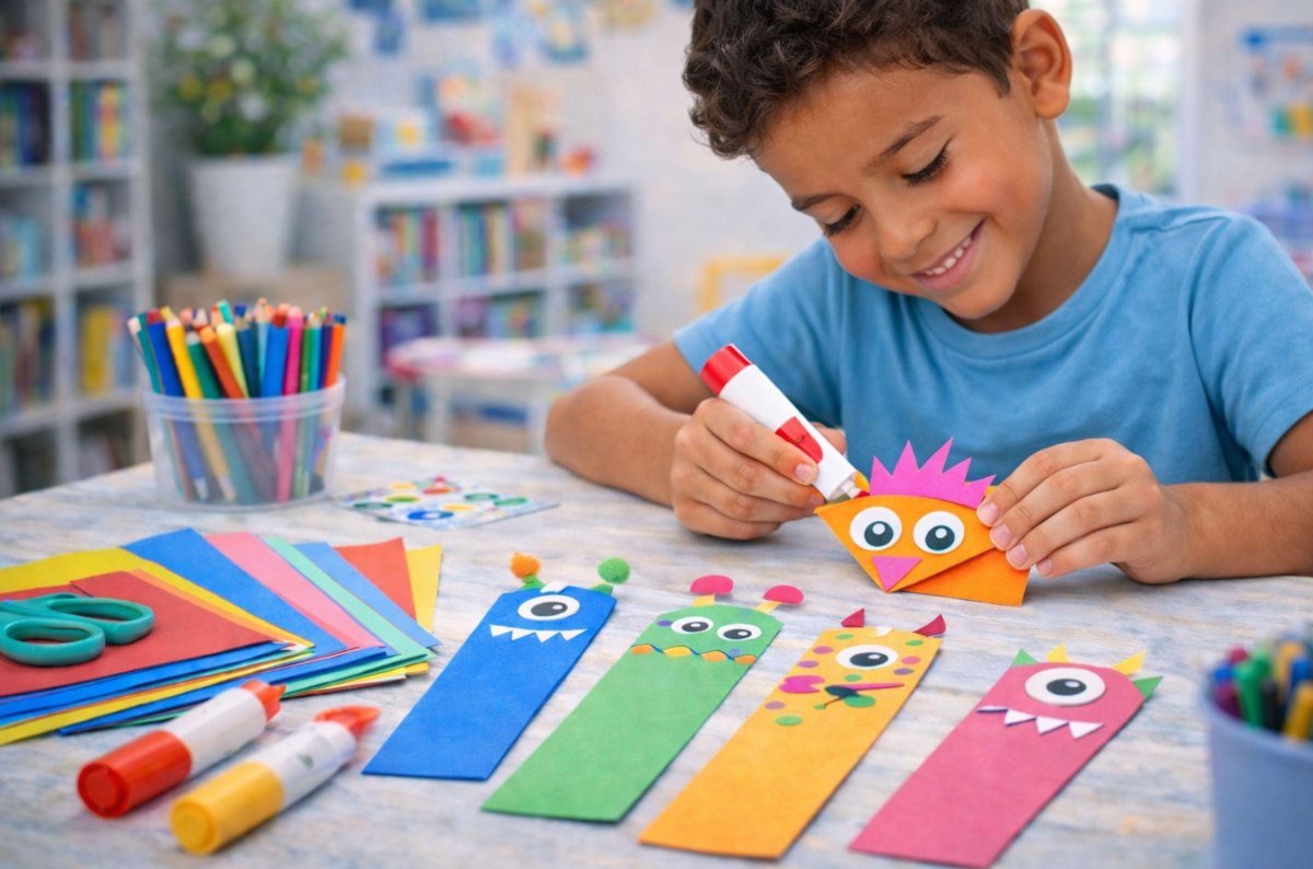 Kinder verzieren Lesezeichen
