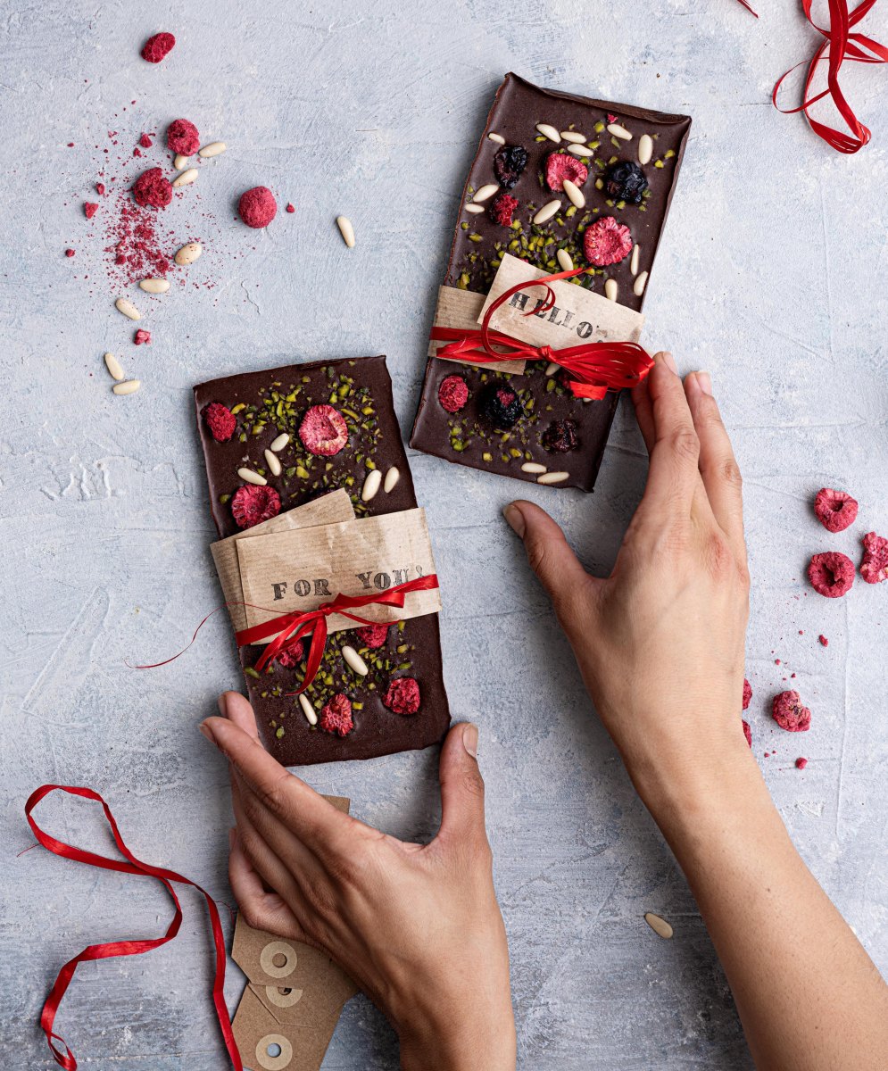 Selbstgemachte Schokolade Geschenk