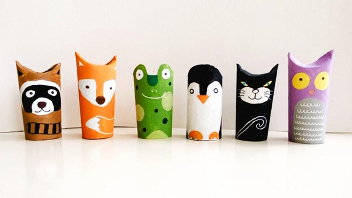 Tierfiguren aus Papierrollen